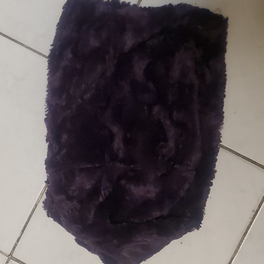 PEACE and PEARLS Infinity Scarf Buttery Soft Luxurious Faux Fur purple